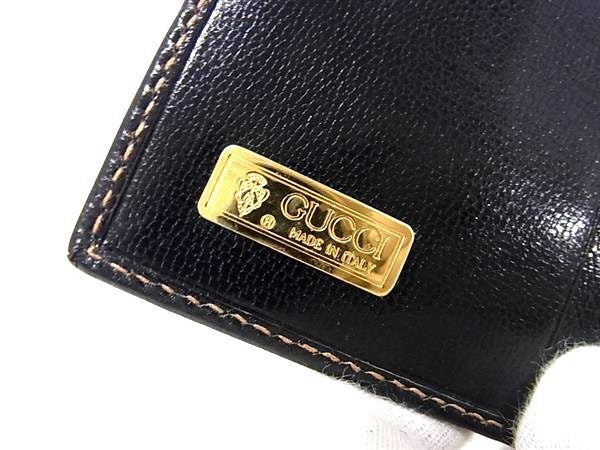 GUCCI グッチ 二つ折り財布 オールドグッチ 034・114・0503 ブラック系 レザー メンズ 美品