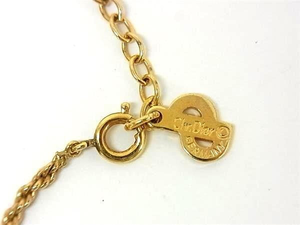 ChristianDior ディオール ネックレス ゴールド系×グリーン系 メタル レディース カラーストーン 美品