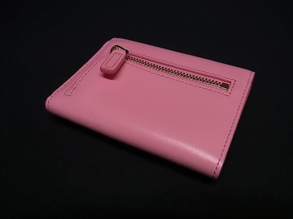 MCM エムシーエム 三つ折り財布 パトリシア MYSBAPA01QV001 ピンク系 レザー レディース ゴールド金具 美品