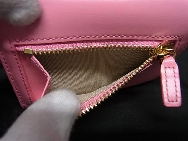 MCM エムシーエム 三つ折り財布 パトリシア MYSBAPA01QV001 ピンク系 レザー レディース ゴールド金具 美品