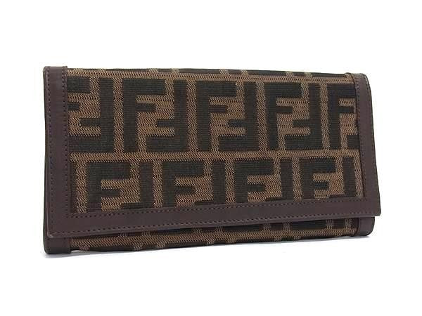 FENDI フェンディ 長財布 ズッカ 2807 30851 99 ブラウン系 キャンバス×レザー メンズ 美品