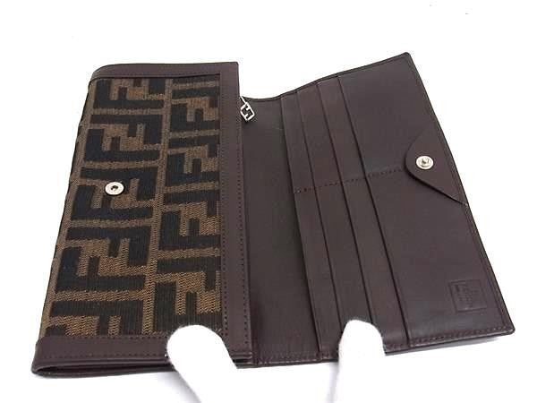 FENDI フェンディ 長財布 ズッカ 2807 30851 99 ブラウン系 キャンバス×レザー メンズ 美品