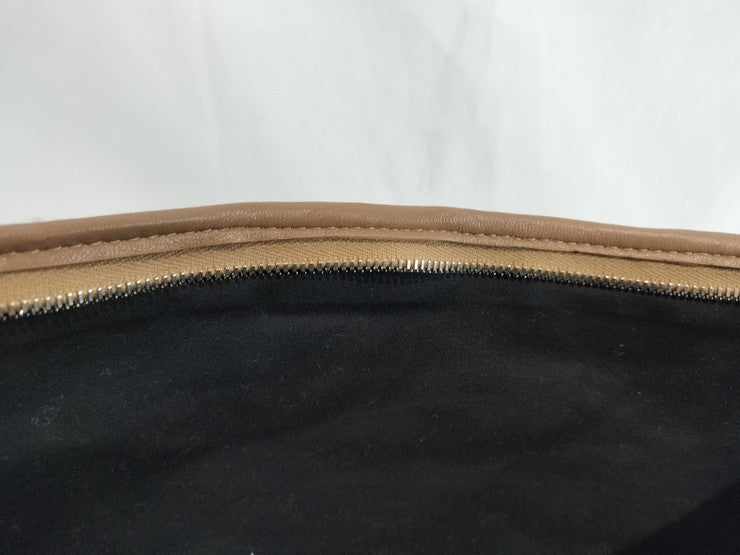 BALENCIAGA バレンシアガ クラッチバッグ バザール 443658 ブラウン系 レザー ボア ユニセックス セカンドバッグ シルバー金具 美品