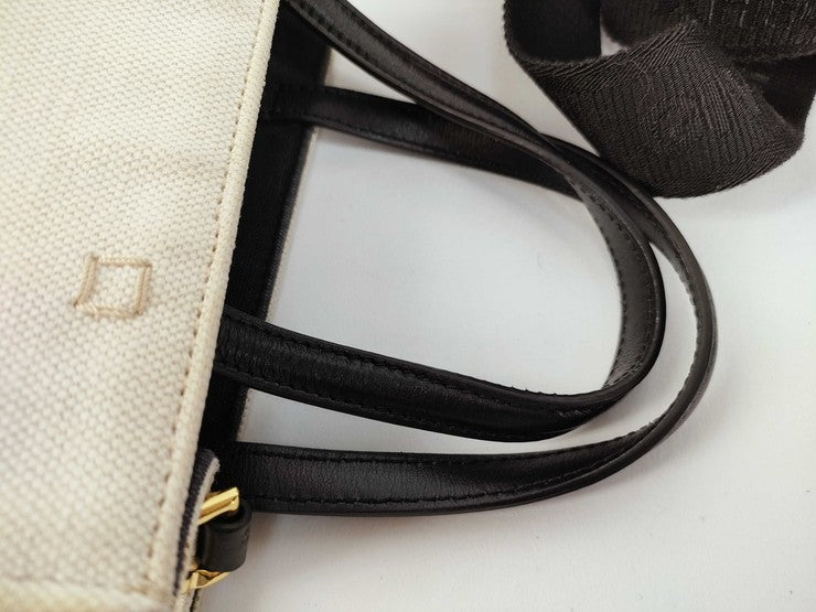 GIVENCHY ジバンシィ ハンドバッグ Gトートミニ ベージュ×ブラック系 キャンバス×レザー レディース 2WAY ショルダーバッグ トートバッグ 美品