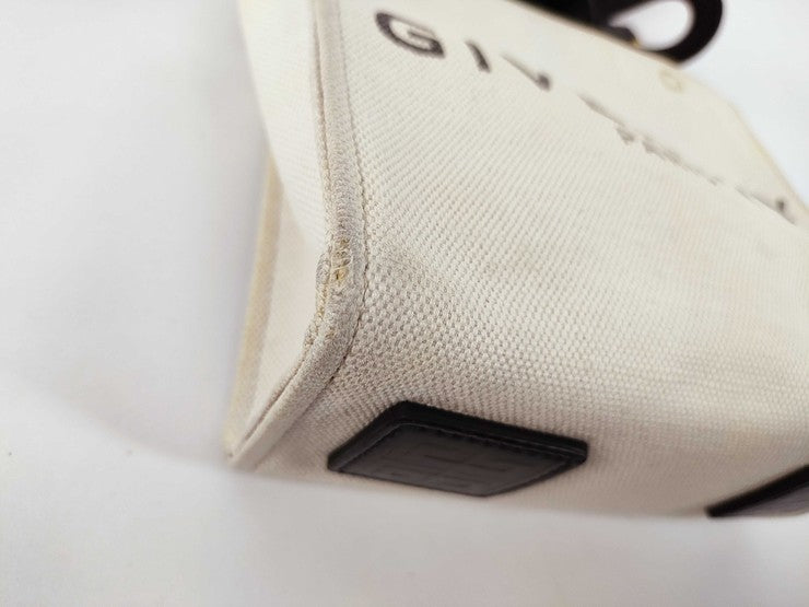 GIVENCHY ジバンシィ ハンドバッグ Gトートミニ ベージュ×ブラック系 キャンバス×レザー レディース 2WAY ショルダーバッグ トートバッグ 美品