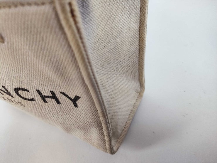 GIVENCHY ジバンシィ ハンドバッグ Gトートミニ ベージュ×ブラック系 キャンバス×レザー レディース 2WAY ショルダーバッグ トートバッグ 美品