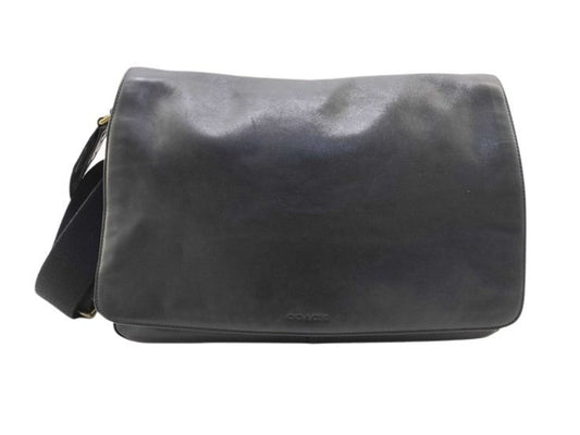COACH コーチ ショルダーバッグ Bleecker Courier Bag ブリーカー クーリエバッグ 70486 ブラック系 レザー メンズ メッセンジャーバッグ ゴールド金具 美品