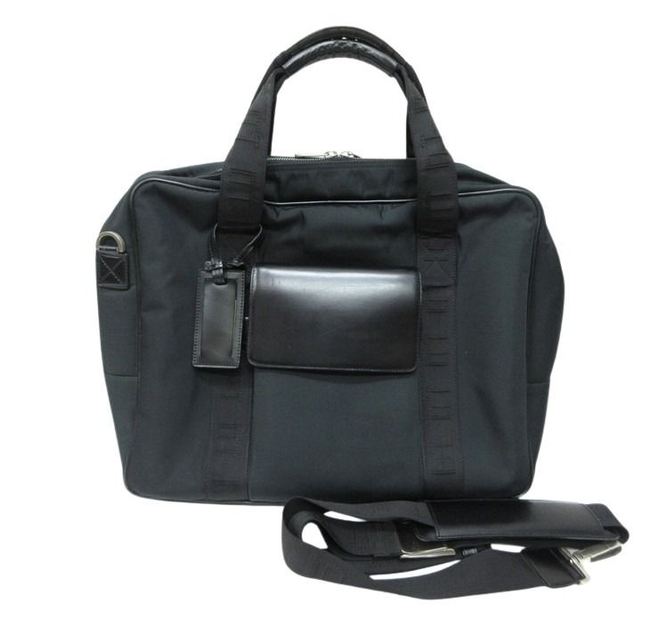 dunhill ダンヒル ビジネスバッグ トラベラーズ LC6030A ブラック系 ナイロン レザー メンズ 2WAY ショルダーバッグ シルバー金具