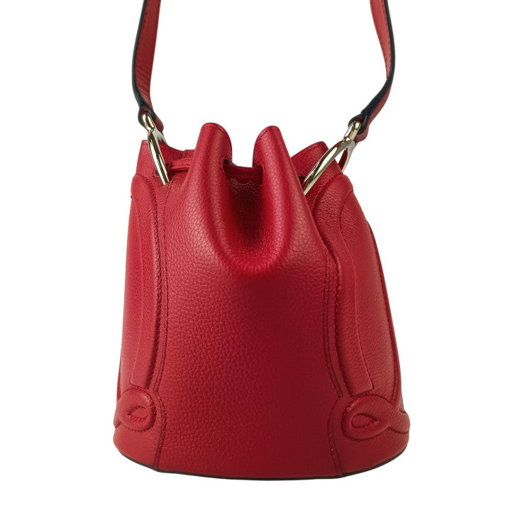 CHRISTIAN LOUBOUTIN クリスチャン ルブタン ショルダーバッグ BY MY SIDE BUCKET バイマイサイド バケット 3235080 レッド系 レザー レディース クロスボディバッグ 巾着バッグ シルバー金具 新品未使用展示品