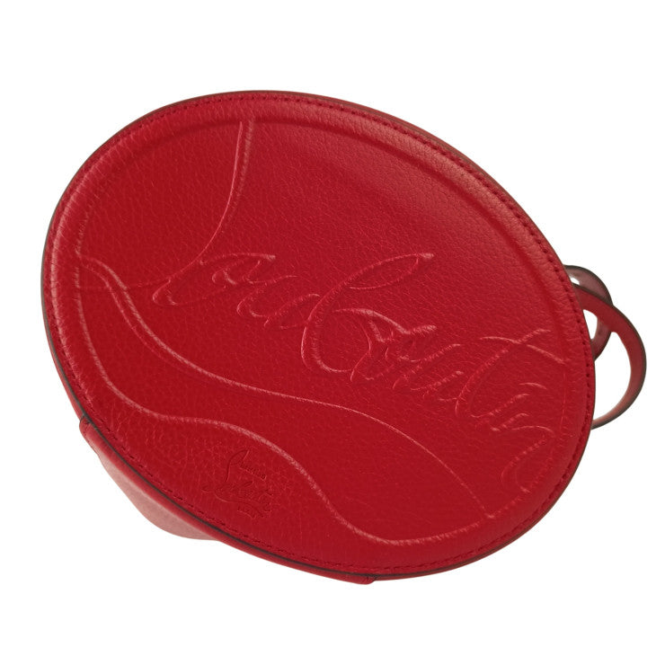 CHRISTIAN LOUBOUTIN クリスチャン ルブタン ショルダーバッグ BY MY SIDE BUCKET バイマイサイド バケット 3235080 レッド系 レザー レディース クロスボディバッグ 巾着バッグ シルバー金具 新品未使用展示品