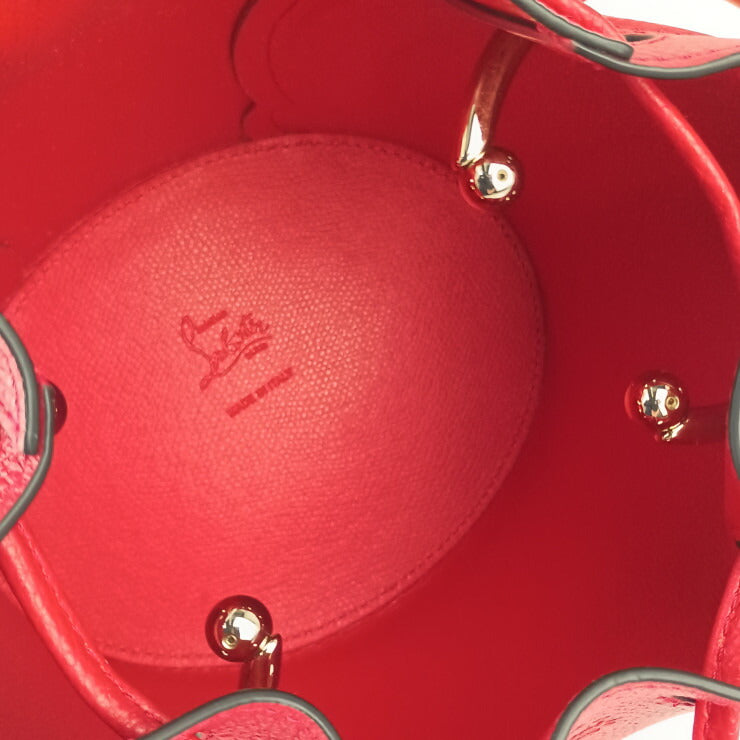 CHRISTIAN LOUBOUTIN クリスチャン ルブタン ショルダーバッグ BY MY SIDE BUCKET バイマイサイド バケット 3235080 レッド系 レザー レディース クロスボディバッグ 巾着バッグ シルバー金具 新品未使用展示品