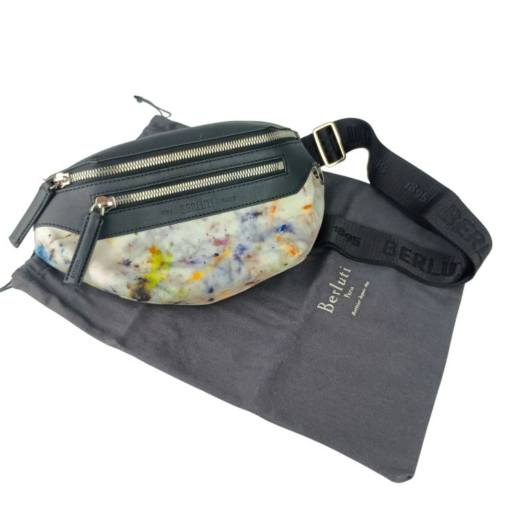 Berluti ベルルッティ ウエストバッグ ブラック マルチカラー系 ナイロン レザー ユニセックス ボディバッグ シルバー金具 美品