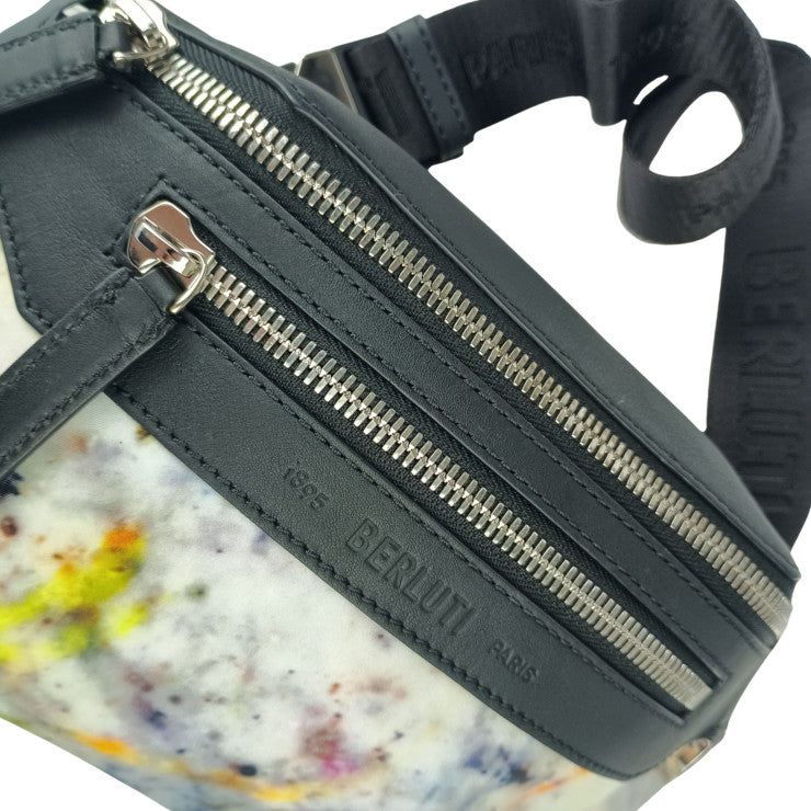 Berluti ベルルッティ ウエストバッグ ブラック マルチカラー系 ナイロン レザー ユニセックス ボディバッグ シルバー金具 美品
