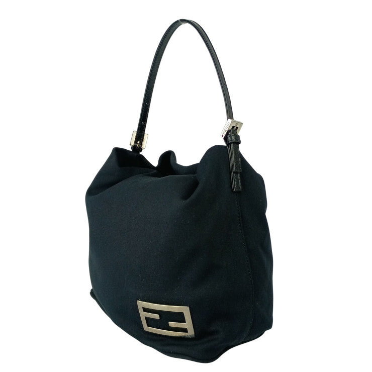 FENDI フェンディ ハンドバッグ マンマバケット ワンショルダーバッグ 26637 ブラック系 キャンバス レディース シルバー金具 美品