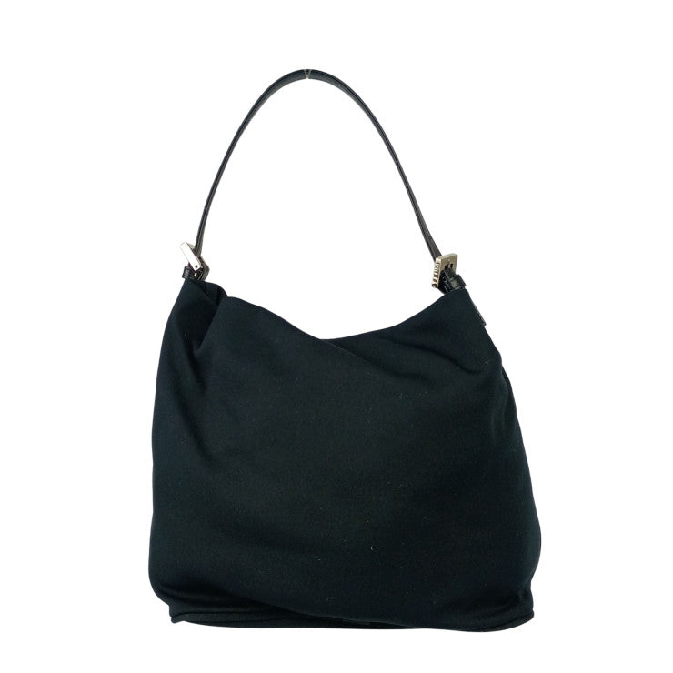 FENDI フェンディ ハンドバッグ マンマバケット ワンショルダーバッグ 26637 ブラック系 キャンバス レディース シルバー金具 美品