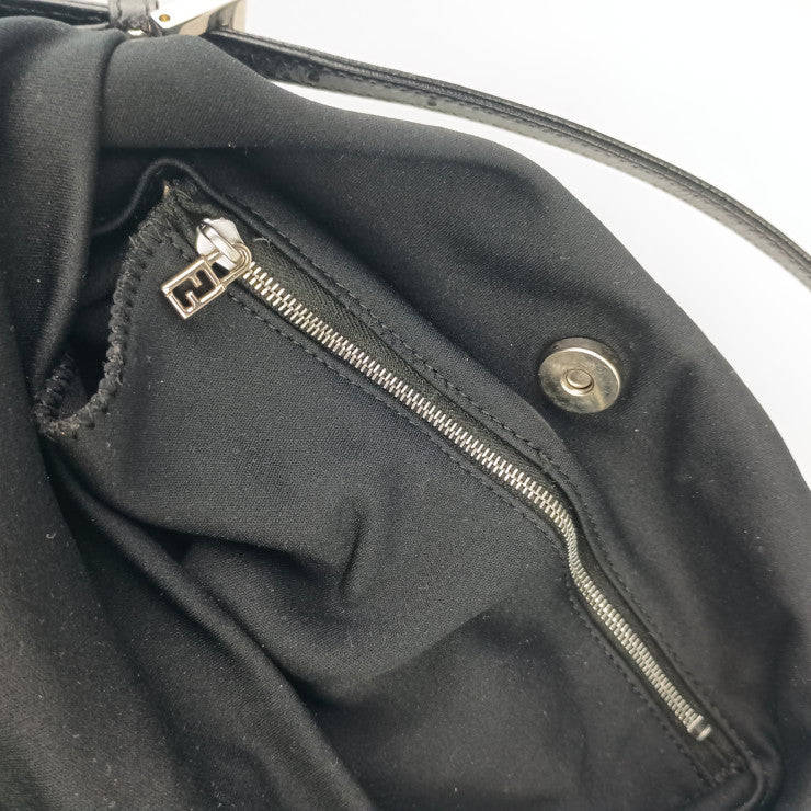 FENDI フェンディ ハンドバッグ マンマバケット ワンショルダーバッグ 26637 ブラック系 キャンバス レディース シルバー金具 美品