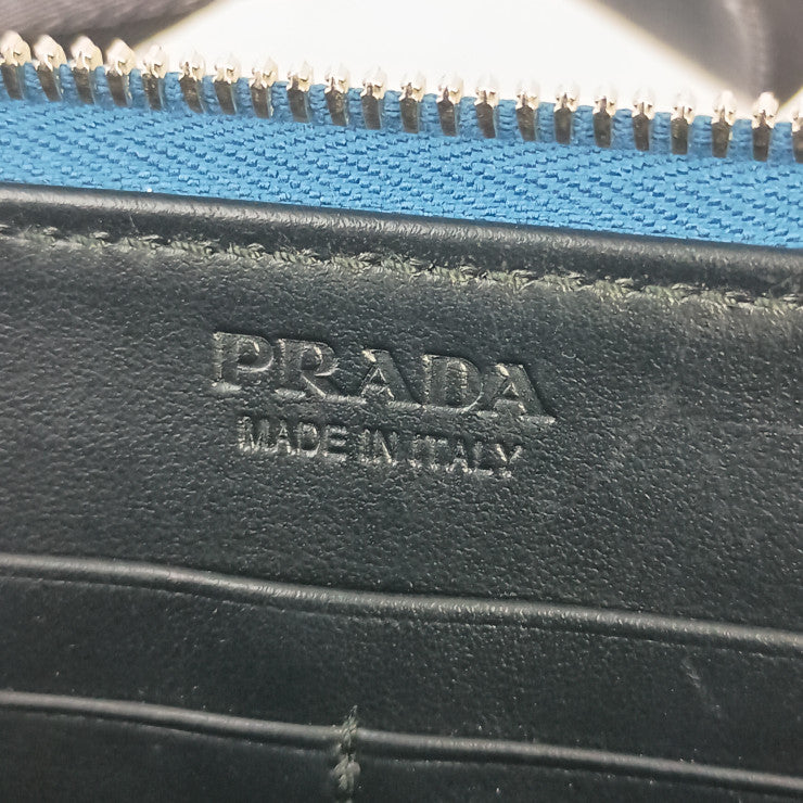PRADA プラダ ボディバッグ トライアングルロゴ ボディバッグ 2VH156 ブルー系 サフィアーノ ユニセックス ウエストバッグ ショルダーバッグ 三角ロゴマーク シルバー金具 美品