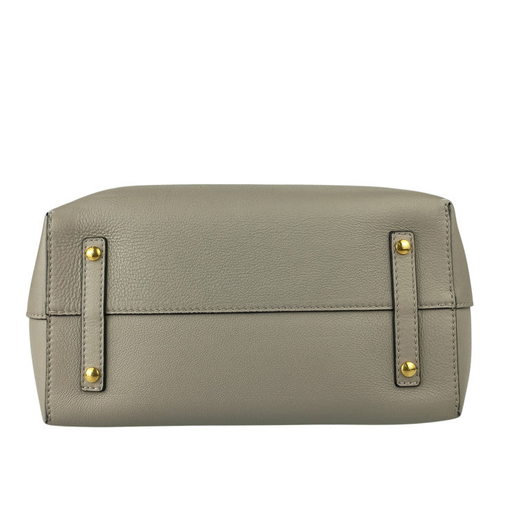 BURBERRY バーバリー ハンドバッグ ミディアム ベルトバッグ 4076727 グレー系 カーフレザー レディース 2WAY ショルダーバッグ ゴールド金具 美品