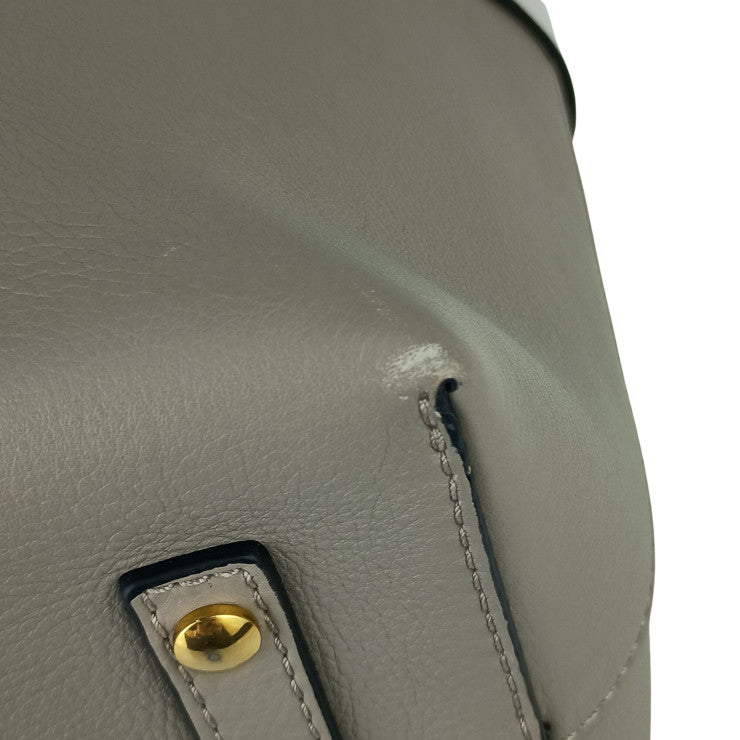BURBERRY バーバリー ハンドバッグ ミディアム ベルトバッグ 4076727 グレー系 カーフレザー レディース 2WAY ショルダーバッグ ゴールド金具 美品
