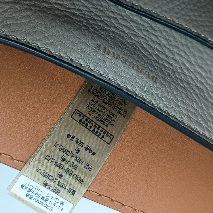 BURBERRY バーバリー ハンドバッグ ミディアム ベルトバッグ 4076727 グレー系 カーフレザー レディース 2WAY ショルダーバッグ ゴールド金具 美品