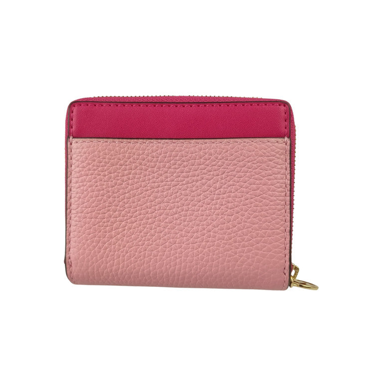 MICHAEL KORS マイケルコース 二つ折り財布 JET SET TRAVEL ジップ チャーム ウォレット ミディアム ピンク系 レザー レディース ゴールド金具 新品未使用展示品