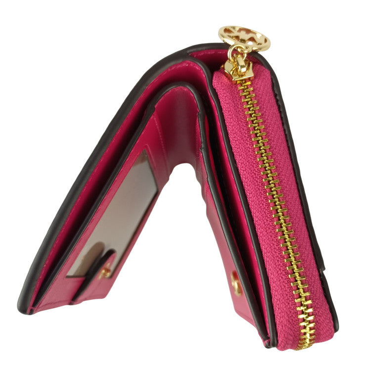 MICHAEL KORS マイケルコース 二つ折り財布 JET SET TRAVEL ジップ チャーム ウォレット ミディアム ピンク系 レザー レディース ゴールド金具 新品未使用展示品