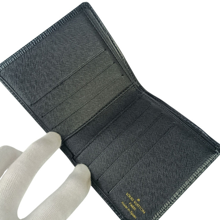 LOUIS VUITTON ルイヴィトン 二つ折り財布 ポルト ビエ カルトクレディ M63542 ブラック系 エピ メンズ 札入れ 美品