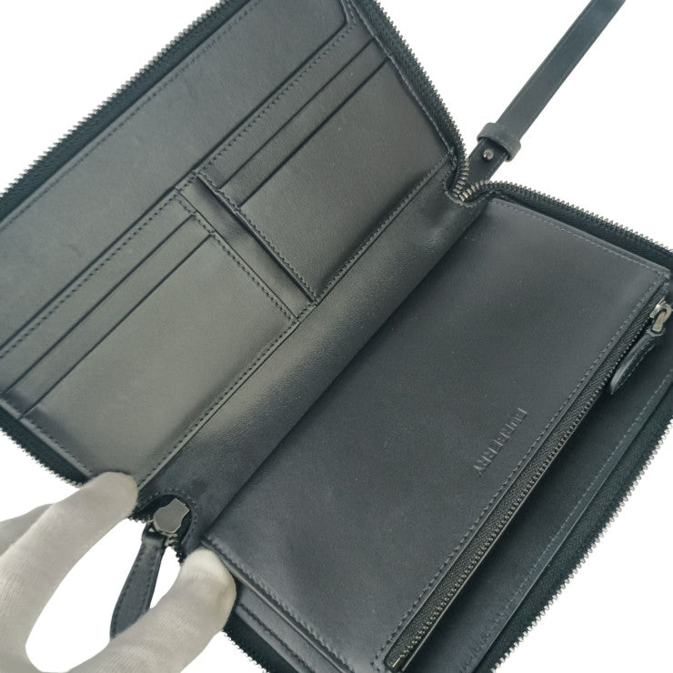 BURBERRY バーバリー 長財布 CHARCOAL CHECK チャコールチェック 8066839 チャコールグレー系 PVC レザー メンズ トラベルケース 美品
