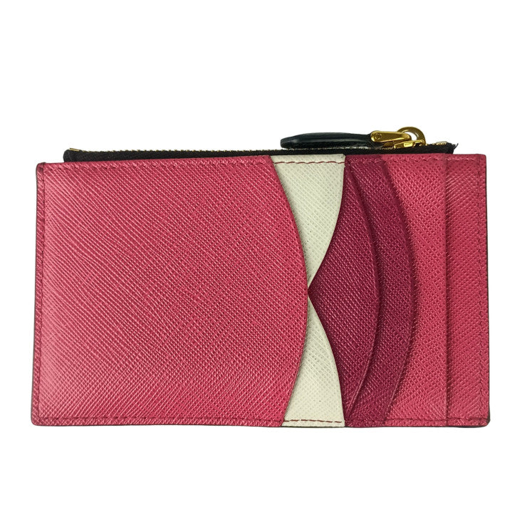 PRADA プラダ コインケース 1MC086 NERO+IBISC系 SAFFIANO MULTIC サフィアーノ ユニセックス カードケース ゴールド金具 美品