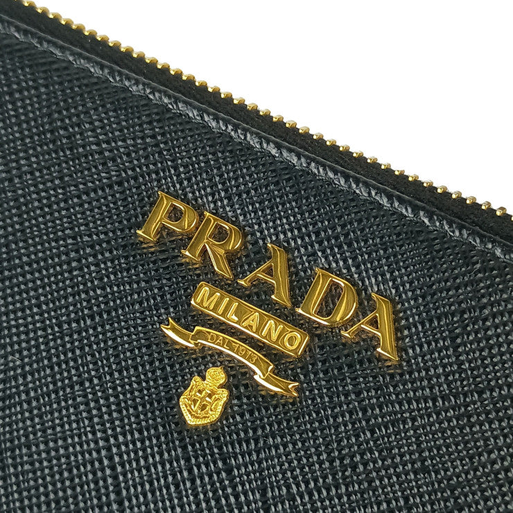 PRADA プラダ コインケース 1MC086 NERO+IBISC系 SAFFIANO MULTIC サフィアーノ ユニセックス カードケース ゴールド金具 美品