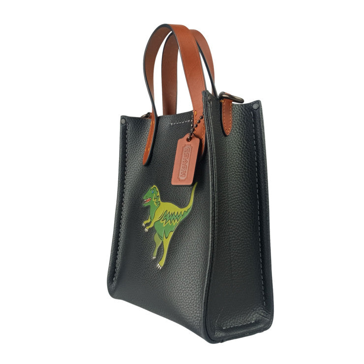COACH コーチ ハンドバッグ リレー トート バッグ 17・レキシー CCL17 ブラック マルチ系 ポリッシュド ペブル レザー メンズ 2WAY ショルダーバッグ 超美品
