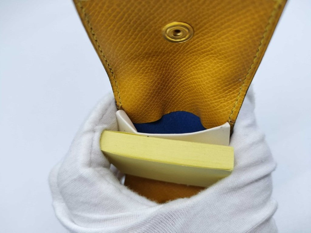 HERMES エルメス ポストイットケース アラジフ ブルー系 レザー ユニセックス ゴールド金具 美品