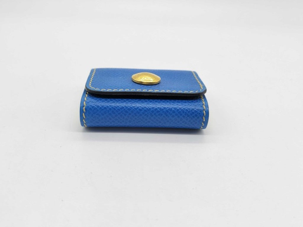 HERMES エルメス ポストイットケース アラジフ ブルー系 レザー ユニセックス ゴールド金具 美品