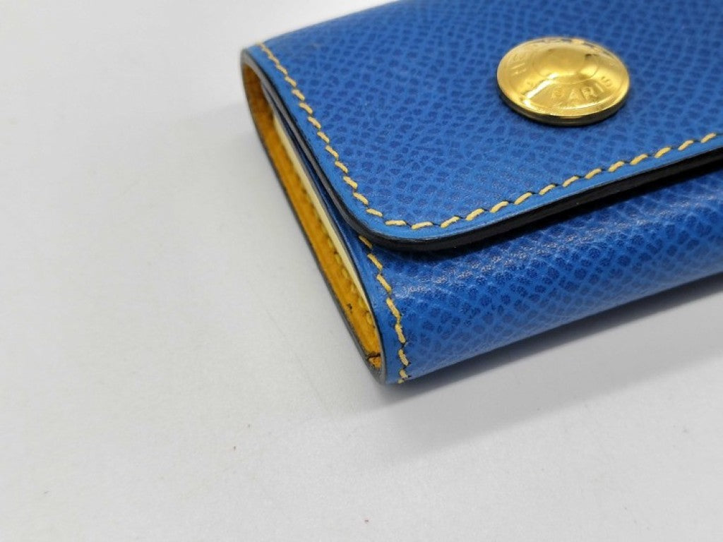 HERMES エルメス ポストイットケース アラジフ ブルー系 レザー ユニセックス ゴールド金具 美品