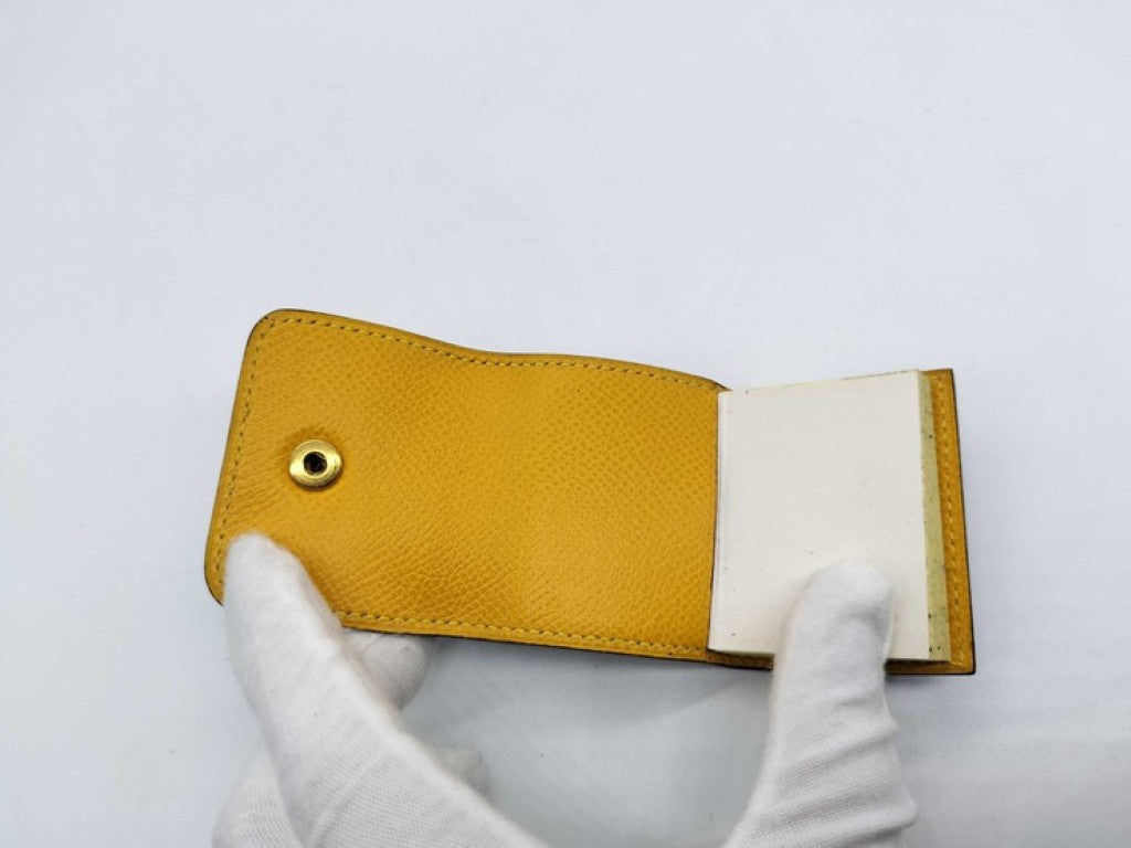 HERMES エルメス ポストイットケース アラジフ ブルー系 レザー ユニセックス ゴールド金具 美品