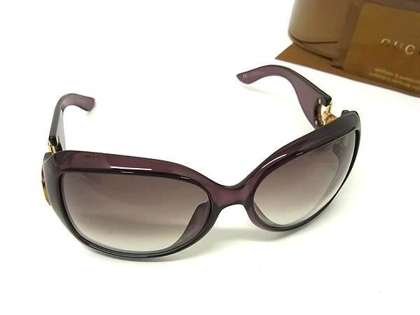 GUCCI グッチ サングラス バンブー GG2991/F/S パープル系 プラスチック レディース ホースビット ゴールド金具 アジアンフィット 美品