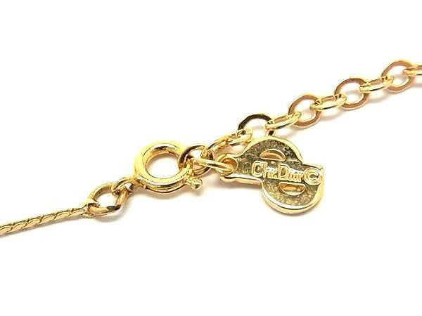 Christian Dior ディオール ネックレス ゴールド ブルー系 メタル ラインストーン レディース ヴィンテージ スクエアストーン 超美品