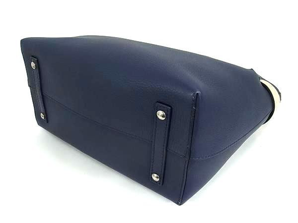 BURBERRY バーバリー ハンドバッグ ミディアム ベルトバッグ 4076723 ネイビー系 カーフレザー レディース 2WAY ショルダーバッグ シルバー金具 美品