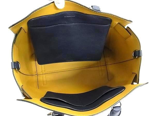BURBERRY バーバリー ハンドバッグ ミディアム ベルトバッグ 4076723 ネイビー系 カーフレザー レディース 2WAY ショルダーバッグ シルバー金具 美品
