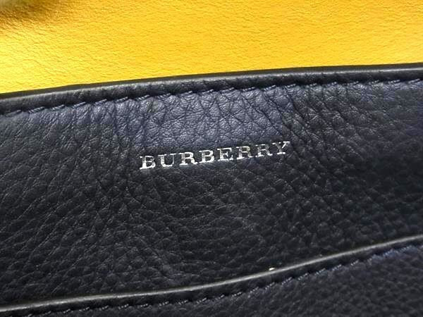 BURBERRY バーバリー ハンドバッグ ミディアム ベルトバッグ 4076723 ネイビー系 カーフレザー レディース 2WAY ショルダーバッグ シルバー金具 美品