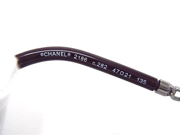 CHANEL シャネル 眼鏡 オプティカルフレーム 2186 シルバー系 × ダークパープル クリアライトブラウン系レンズ メタル プラスチック レディース 伊達メガネ サングラスココマーク 超美品