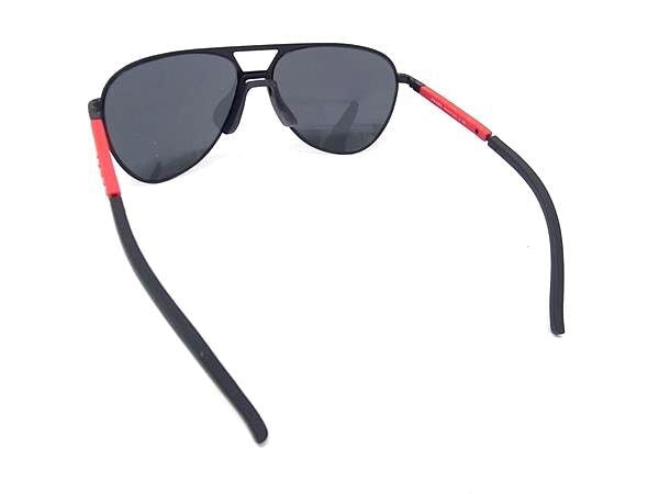 PRADA プラダ サングラス プラダスポーツ リネア ロッサ SPS 51X ブラック系×レンズ クリアブラック系 メタル×樹脂 ユニセックス アビエイター 美品
