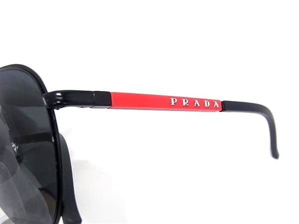 PRADA プラダ サングラス プラダスポーツ リネア ロッサ SPS 51X ブラック系×レンズ クリアブラック系 メタル×樹脂 ユニセックス アビエイター 美品