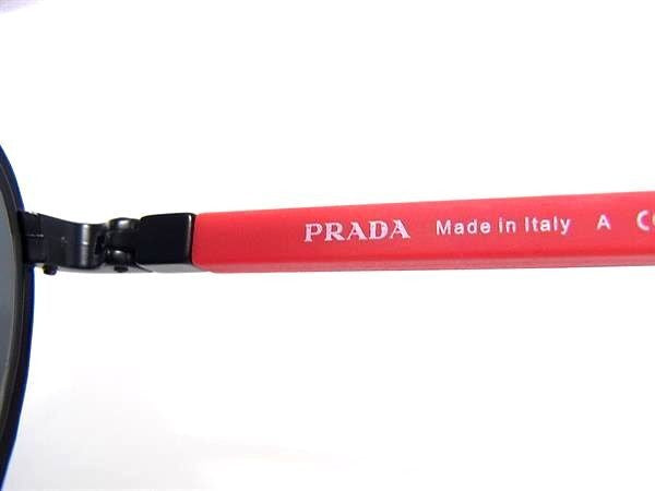 PRADA プラダ サングラス プラダスポーツ リネア ロッサ SPS 51X ブラック系×レンズ クリアブラック系 メタル×樹脂 ユニセックス アビエイター 美品