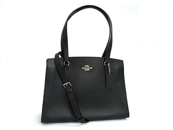 COACH コーチ ハンドバッグ テイタム キャリーオール C4078 ブラック系 レザー レディース 2WAY ショルダーバッグ トートバッグ ゴールド金具 超美品