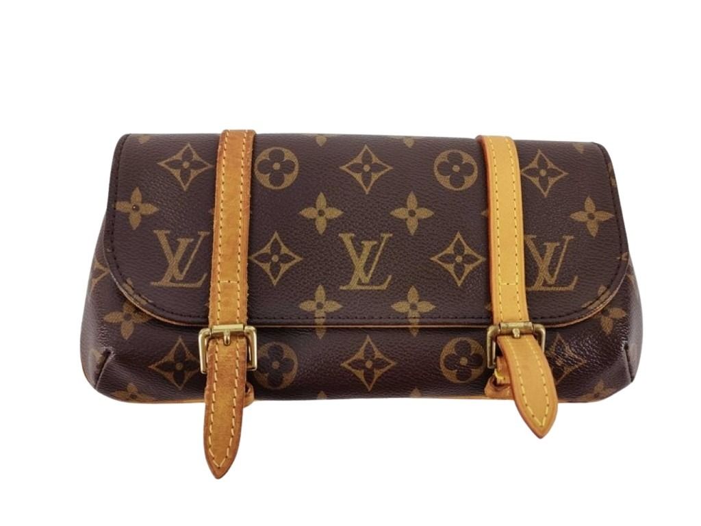 LOUIS VUITTON ルイヴィトン クラッチバッグ ポシェット マレル M51159 ブラウン系 モノグラム ユニセックス ウエストバッグ ゴールド金具 美品
