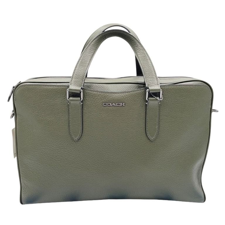 COACH コーチ ビジネスバッグ グラハム ストラクチャード ブリーフ C8174 カーキ系 レザー メンズ 2WAY ハンドバッグ 美品