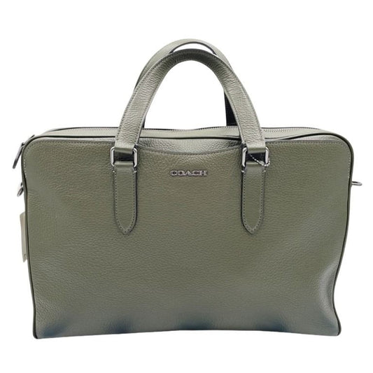 COACH コーチ ビジネスバッグ グラハム ストラクチャード ブリーフ C8174 カーキ系 レザー メンズ 2WAY ハンドバッグ 美品