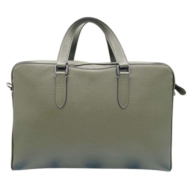 COACH コーチ ビジネスバッグ グラハム ストラクチャード ブリーフ C8174 カーキ系 レザー メンズ 2WAY ハンドバッグ 美品