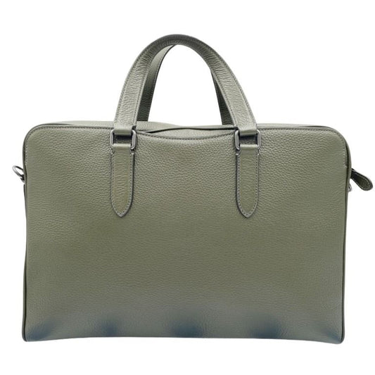 COACH コーチ ビジネスバッグ グラハム ストラクチャード ブリーフ C8174 カーキ系 レザー メンズ 2WAY ハンドバッグ 美品